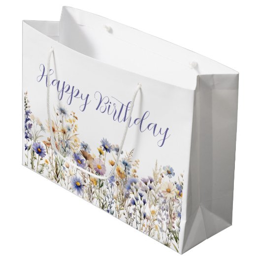 Wildflower Floral Verjaardag Groot Cadeauzakje (Voorkant Gekanteld)