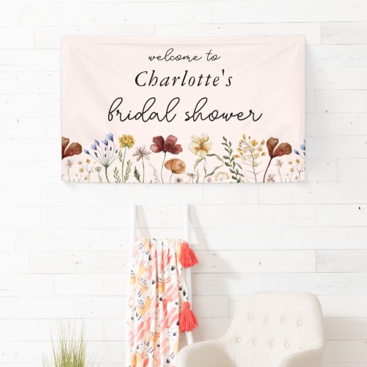 Wildflower Floral Vrijgezellenfeest Welkom Spandoek (Insitu)