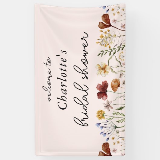 Wildflower Floral Vrijgezellenfeest Welkom Spandoek (Verticaal)