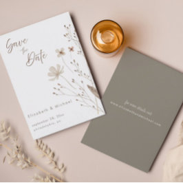 Wildflower Floral Waterverf | De Kaart Datum opsla