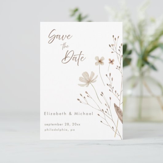 Wildflower Floral Waterverf | De Kaart Datum opsla (Staand voorkant)