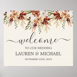 Wildflower Floral Weddenschap Welkomstteken Poster
