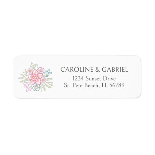 Wildflower Floral Wedding Address Label (Voorkant)
