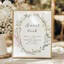 Wildflower Floral Wedding Greenery Guestbook Sign