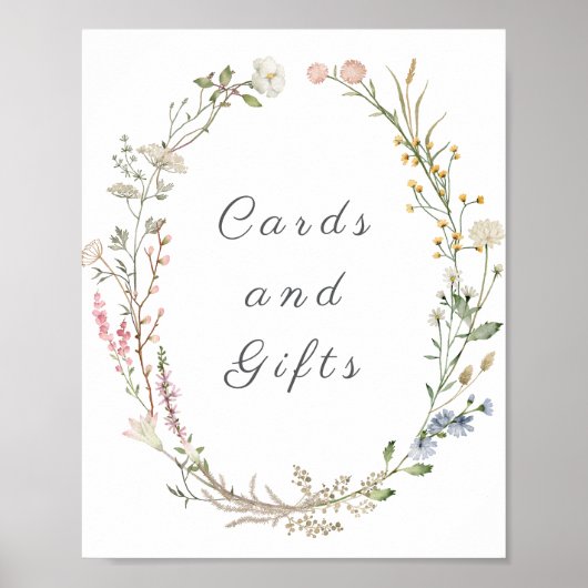 Wildflower Floral Wedding Greenery Kaarten en gesc Poster (Voorkant)