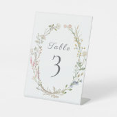 Wildflower Floral Wedding Greenery Tafelnummer Reclamebord Met Voetstuk (Voorkant)