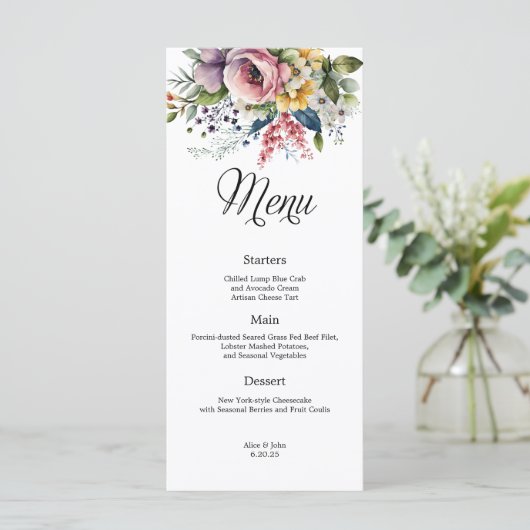 Wildflower Floral Wedding Menu (Staand voorkant)
