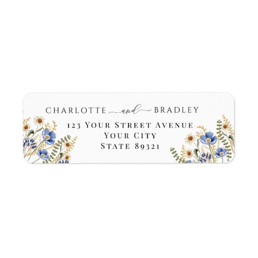 Wildflower Floral Wedding Return Address Etiket (Voorkant)
