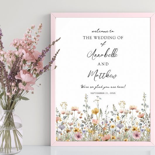 Wildflower Floral Wedding Welcome Sign Poster