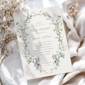 Wildflower Floral Wreath Spring Baby shower Kaart