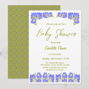 Wildflower Flower Baby shower Girl Party Kaart