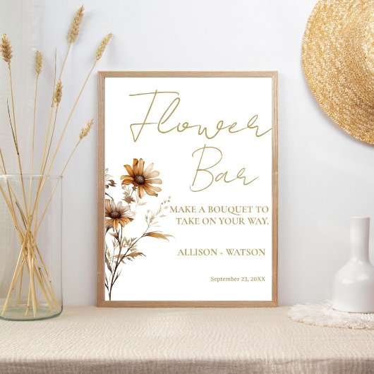 Wildflower Flower bar teken vrijgezellenfeest Poster