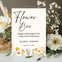 Wildflower Flower bar teken vrijgezellenfeest Reclamebord Met Voetstuk