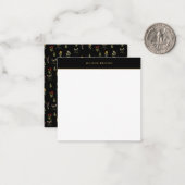 Wildflower Flower Pattern Gouden Naam Notitiekaartje (Voorkant / Achterkant in situ)