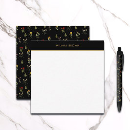 Wildflower Flower Pattern Gouden Naam Notitiekaartje