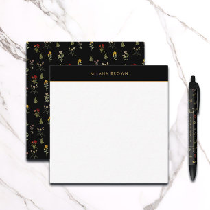  Wildflower Flower Pattern Gouden Naam Notitiekaartje