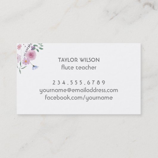 Wildflower fluit Visitekaartje (Achterkant)