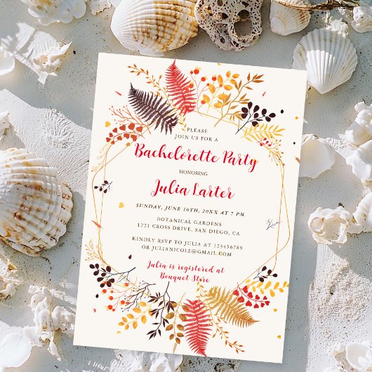 Wildflower Forest Fern Mushroom Bachelorette Party Kaart