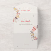 Wildflower Forest Fern Mushroom Wedding All In One Uitnodiging (Buitenkant)