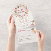 Wildflower Forest Fern Mushroom Wedding All In One Uitnodiging (Afscheurbaar)