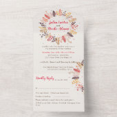 Wildflower Forest Fern Mushroom Wedding All In One Uitnodiging (Binnen)