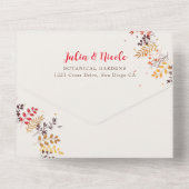 Wildflower Forest Fern Mushroom Wedding All In One Uitnodiging (Achterkant)