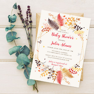 Wildflower Forest Mushroom Foliage Baby shower Kaart