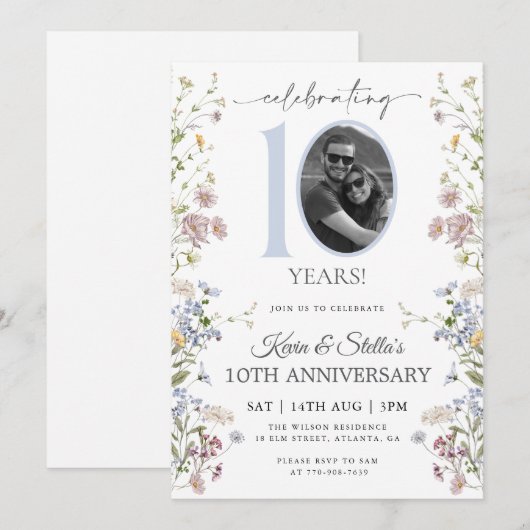 Wildflower Foto 10e verjaardag Kaart (Voorkant / Achterkant)