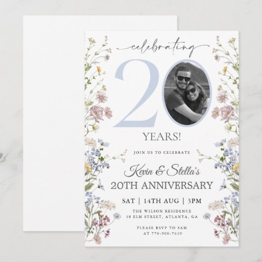 Wildflower Foto 20e Verjaardag Kaart (Voorkant / Achterkant)