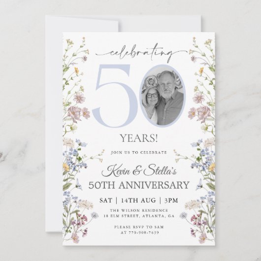 Wildflower Foto 50e Jubileum Kaart (Voorkant)