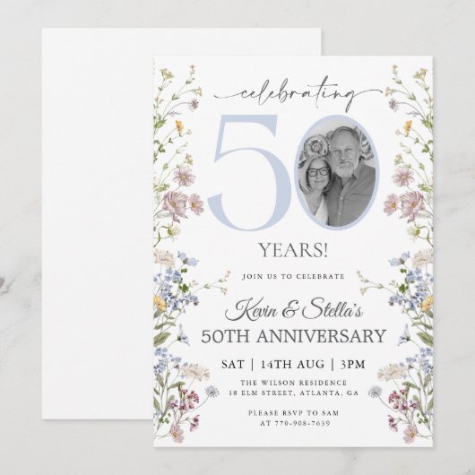 Wildflower Foto 50e Jubileum Kaart (Voorkant / Achterkant)