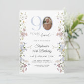 Wildflower foto 90ste verjaardag kaart (Staand voorkant)