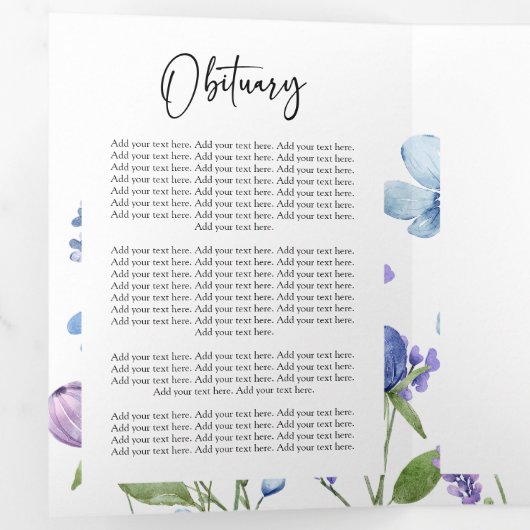 Wildflower Foto Begrafenisprogramma Drieluik Uitnodiging (Binnenzijde eerst)