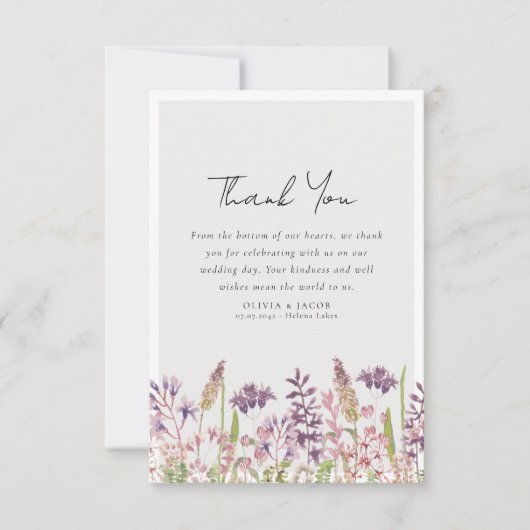 Wildflower foto bruiloft bedankkaart (Voorkant)