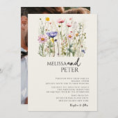Wildflower foto bruiloft kaart (Voorkant / Achterkant)