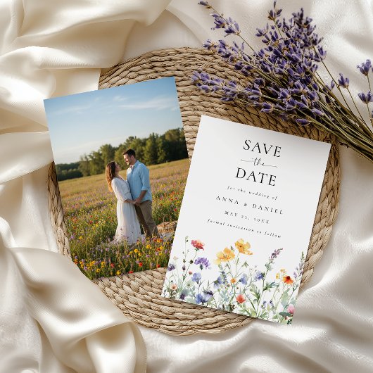Wildflower Foto Bruiloft Save The Date