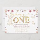 Wildflower foto een konijntje 1e verjaardag kaart (Voorkant)