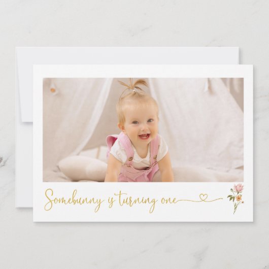 Wildflower foto een konijntje 1e verjaardag kaart (Achterkant)