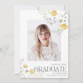 Wildflower Foto Meisje Middelbare School Afstudeer Kaart (Voorkant)