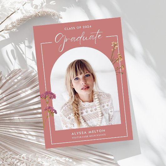 Wildflower Foto Middelbare School Afstudeerfeest Kaart