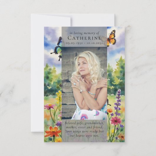 Wildflower Foto Sympathy Funeral Memorial Bedankkaart (Achterkant)