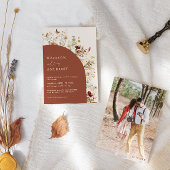 Wildflower Foto Terracotta Wedding Invitation Kaart