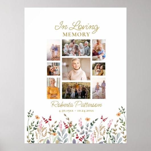 Wildflower Fotocollage Uitvaartmonument Welkom Poster (Voorkant)
