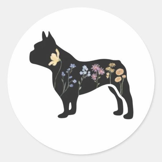 Wildflower Franse BulldogSticker Ronde Sticker (Voorkant)