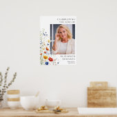 Wildflower Funeral Celebration Of Life Photo Sign Poster (Keuken)