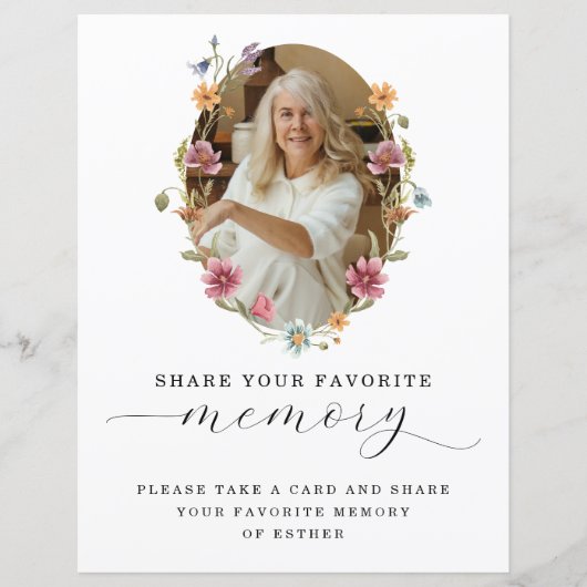 Wildflower Funeral Share a Memory Sign (Voorkant)
