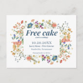 Wildflower Funny Gratis Taart Trouwen Save the Dat Aankondigingskaart (Voorkant)