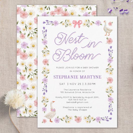 Wildflower ganzen Nest in Bloom Baby shower Kaart