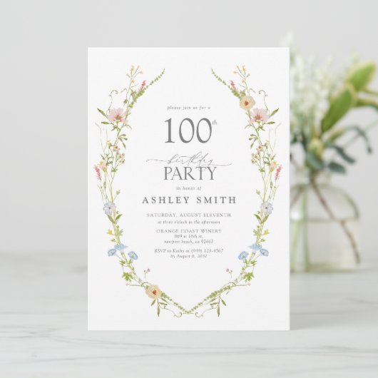 Wildflower Garden 100e verjaardagsfeestje Waterver Kaart (Staand voorkant)