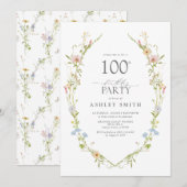 Wildflower Garden 100e verjaardagsfeestje Waterver Kaart (Voorkant / Achterkant)